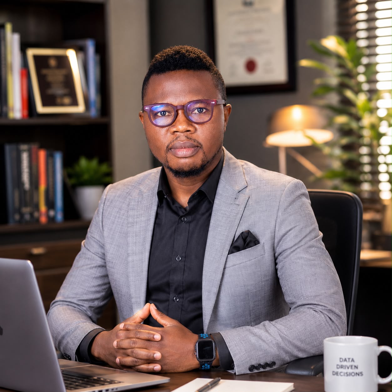 Dr Oladapo David Ifeoluwa seated in his office
